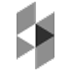 A geometric logo with six gray and white triangles forming a hexagon around a central black and white triangle.